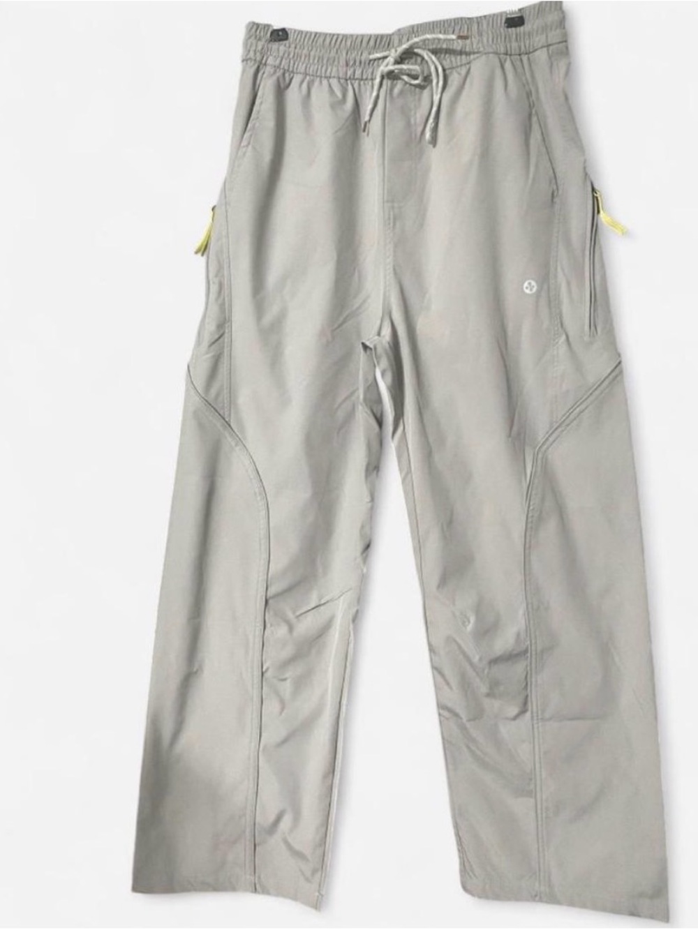 Men's Light Gray Cargo Pants with Elastic Waist and Zip Pockets